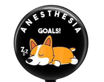 Anesthesia Goals Badge Reel - Sleeping Dog Badge reel - CRNA Badge Reel - Anesthesia Gift - 1.5 inch Retractable Badge Reel