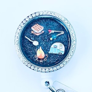 Gone Camping Locket Badge Reel - Love to Camp - Summer Fun Badge reel -