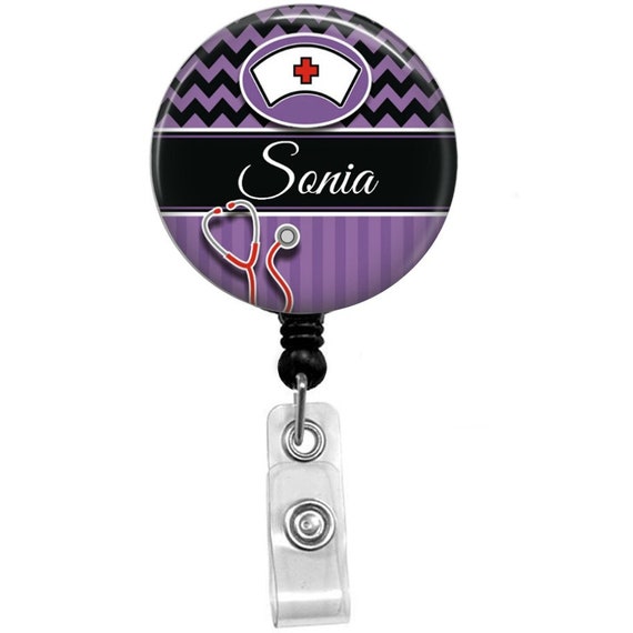 Name Badge Holder, Retractable ID Badge Holder, Name Tag, Personalized,  Badge Reel, ID holder, Nurse