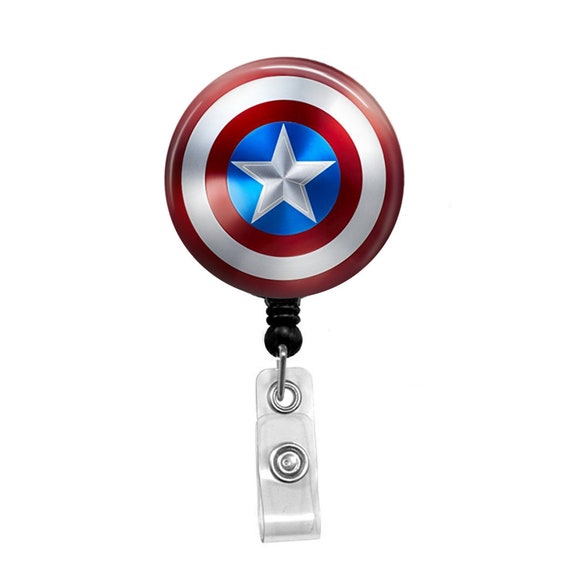 Captain America, Name Badge Holder, Retractable ID Badge Holder, Name Tag,  Captain america shield badge reel