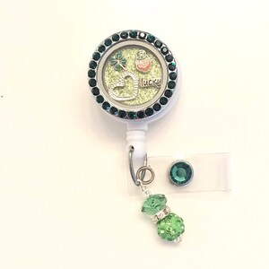 St. Patricks Day ID Badge Reel Holder, Irish Bling Badge reel, Badge reel