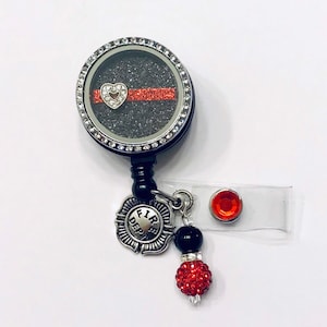 Thin Red Line-Fire Fighter Inspired ID Badge Reel Holder