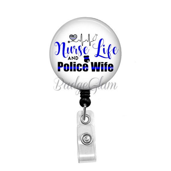 Name Badge Holder, Retractable ID Badge Holder, Name Tag, Thin Blue Line  Badge Reel, Police Officer Badge Reel Holder