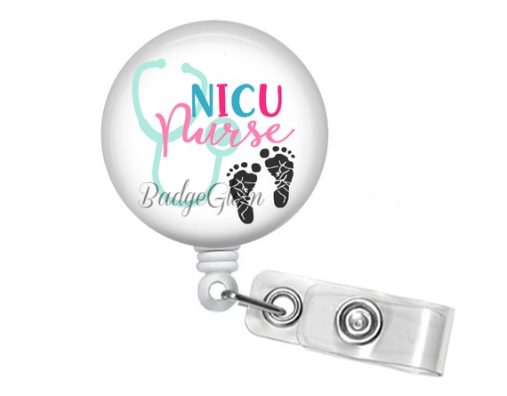 NICU Name Badge Holder, Retractable ID Badge Holder, Name Tag,  Personalized, Badge Reel, ID holder