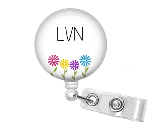 Licensed Vocational Nurse Badge Reel - LVN Badge Holder - LVN Badge Reel -  1.5 inch Retractable Badge Reel