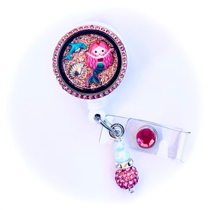 Mermaid Inspired ID Badge Reel Holder - Mermaid Badge Reel - Under the sea badge reel -