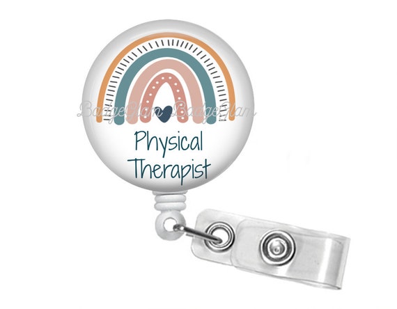 Physical Therapy Badge Reel - PT Badge reel - Physical Therapist Badge Reel  - PT Badge Holder - Messy Bun - Gift