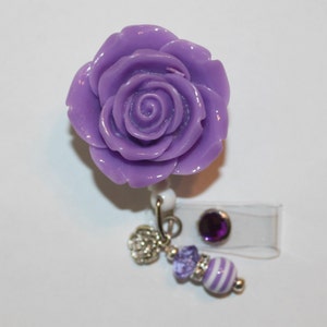 Flower Name Badge ID BLING Badge Reel with charm