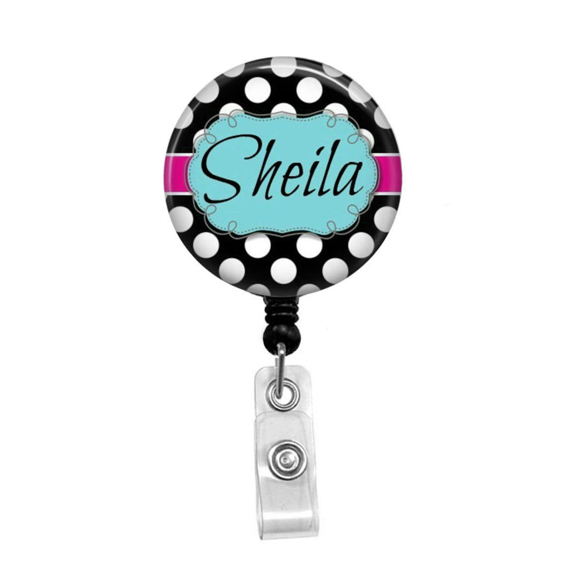 Polka Dot Name Badge Name Badge Holder Retractable ID Badge Etsy