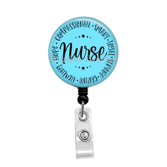 Nurse Badge Reel - Caring - compassionate - Dedicated - Powerful -  Definition of a nurse - Lanyard - nurse gift
