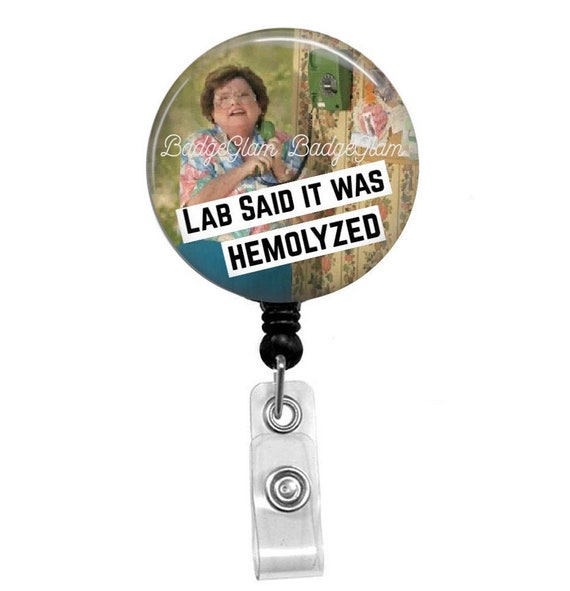 Lab said it was Hemolyzed Badge Reel - Funny Badge Reel - Hemolyzed badge  reel -Retractable Badge Reel - RN, Lab badge reel, work id badge