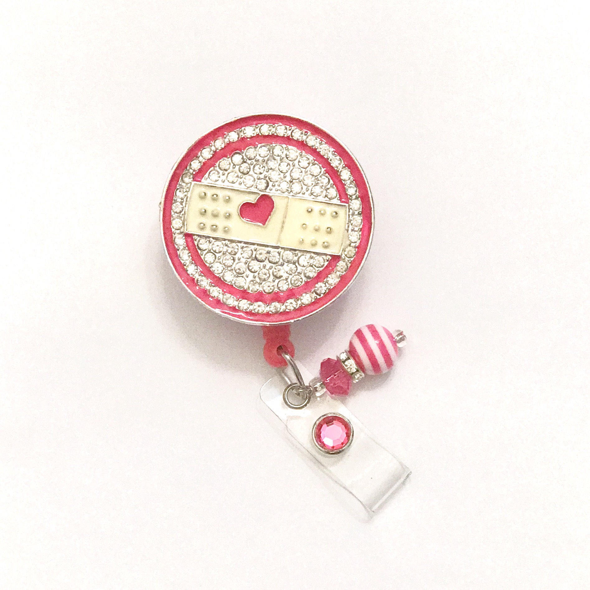 Nurse Bling Badge Reel, Stethoscope With Band-aid Badge Reel