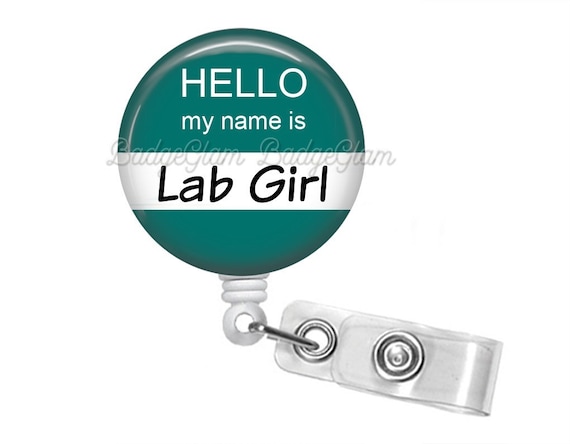 Hello my name is Badge Reel - Lab Badge Reel- Funny Badge Reel - Laboratory  Worker Badge Reel - Lab Tech badge - phlebotomy - phlebotomist