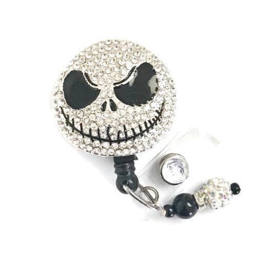 Nightmare Before Christmas Jack Skellington Rhinestone Bling Badge