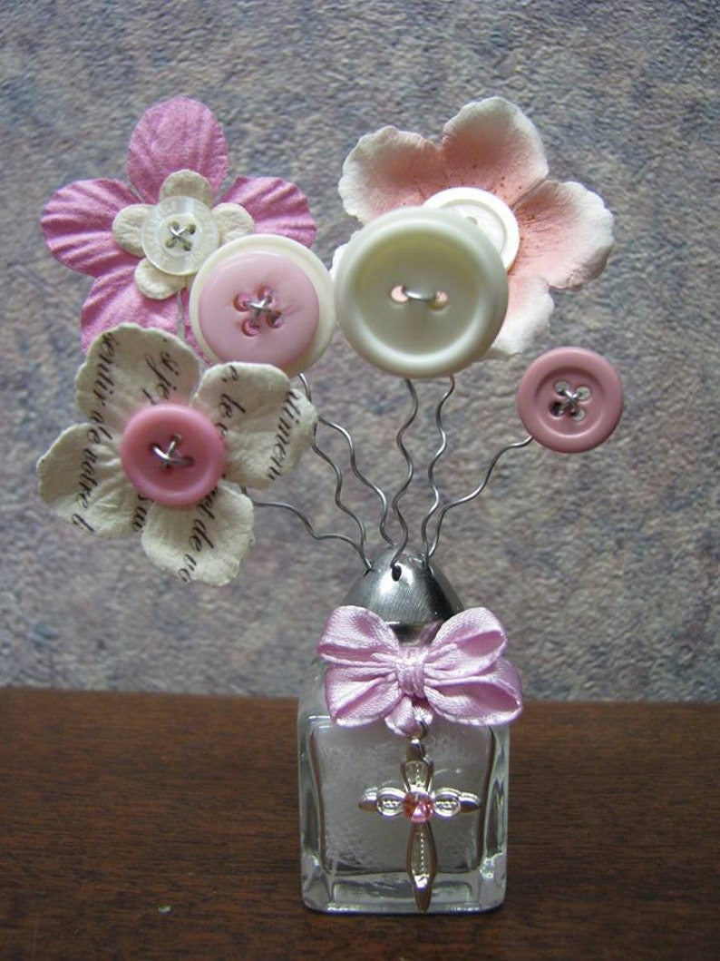 Cross Button Bouquet Salt Shaker Button Flowers Buttons Small Etsy
