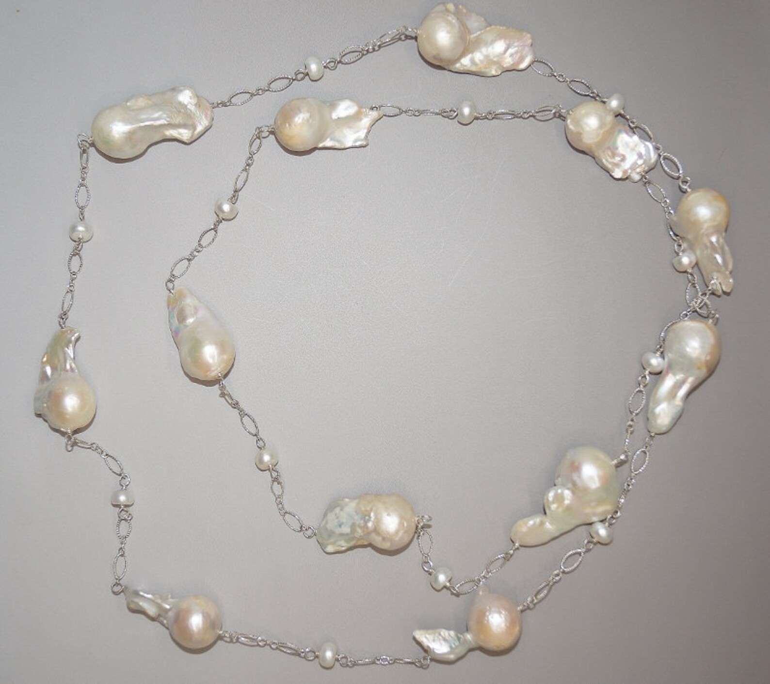Vintage Pearl Baroque Sterling Silver Toggle Bracelet main image 1