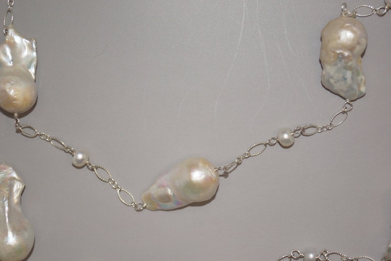 Baroque Pearl and Sterling Silver Handmade Long Statement Etsy