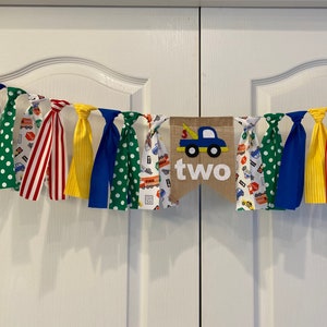 Tow Truck Party Banner, Transportation 1st or 2nd Birthday, Smash Cake, First Birthday Wall or Table Photo Prop, I am one, made for any age