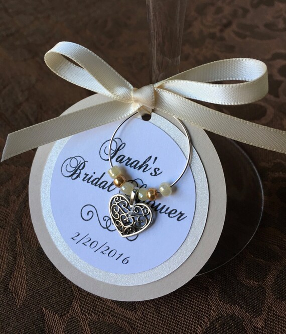 Bridal Shower Wine Charm Favors Personalized Wedding Favor Etsy