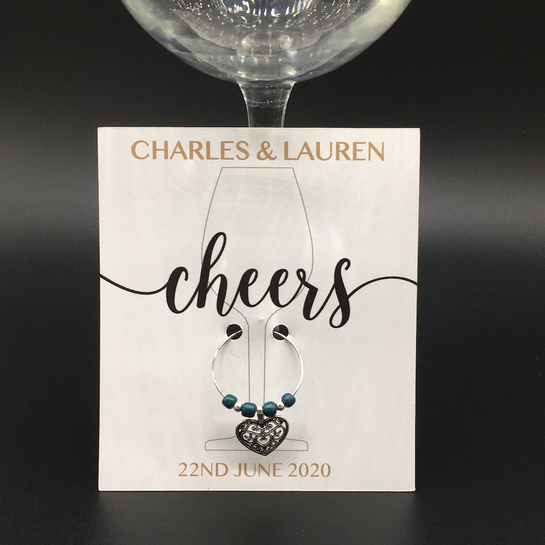 Personalized Wine Charm Favors Cheers Wedding Favors Bridal Etsy