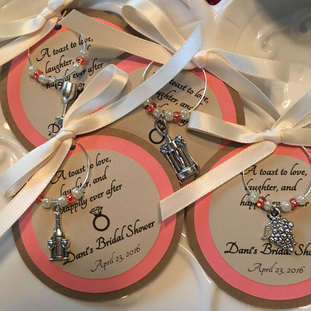 Vineyard Theme Wine Charm Favor, Personalized, Wine Themed Bridal
