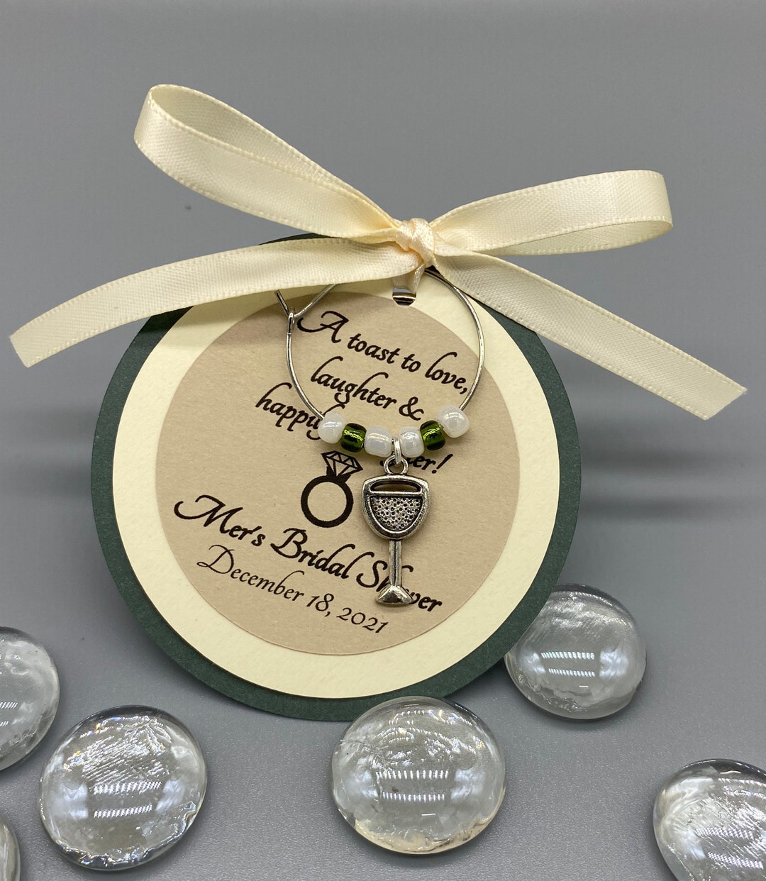 Vineyard Theme Wine Charm Favor, Personalized, Wine Themed Bridal