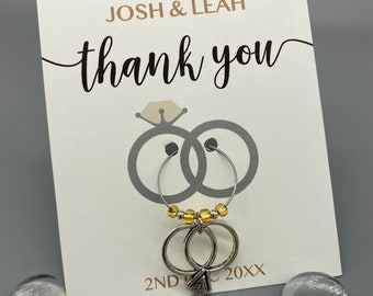 Personalized Wedding Ring Wine Charm Favors, Thank You Wedding, Bridal Shower, Engagement Favors, 1-50 favors, custom made for any occasion