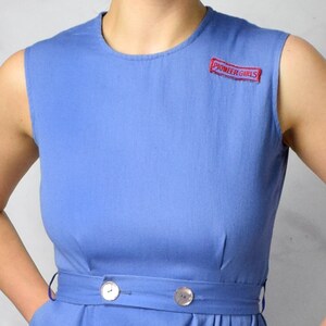 1950s Pioneer Girls Uniform Dress in Blue Sleeveless Dress Size Small Vintage Dress Uniform Workwear Dress
