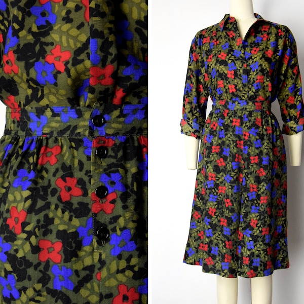 1980s Guy Laroche Set Size Medium 80s Designer Two Piece Dress Set Floral Skirt and Blouse Set