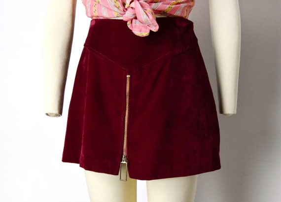 1960s Mod Velvet Mini Skort Size Small Zip Front M
