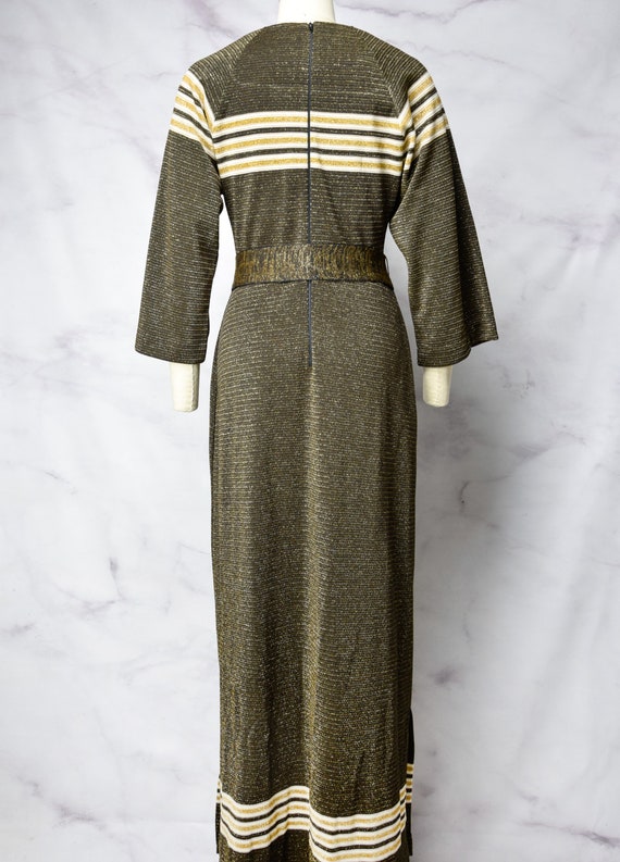 1970s Metallic Maxi Dress Size Medium - Medium La… - image 9