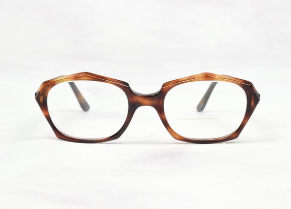 1970s Tortoise Shell Polygon Glasses Frames in Br… - image 4