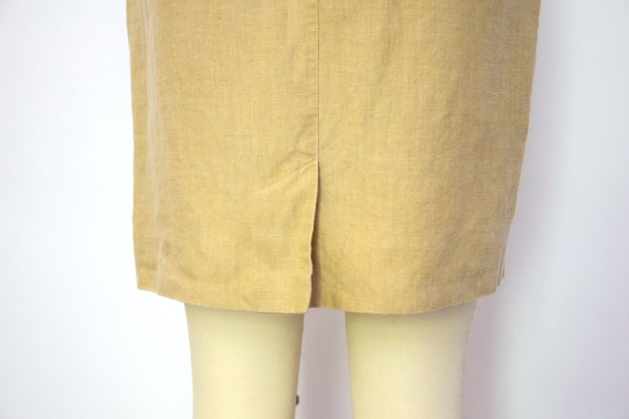1990s Linen Skirt Size Small 90s Khaki Linen Mini… - image 7