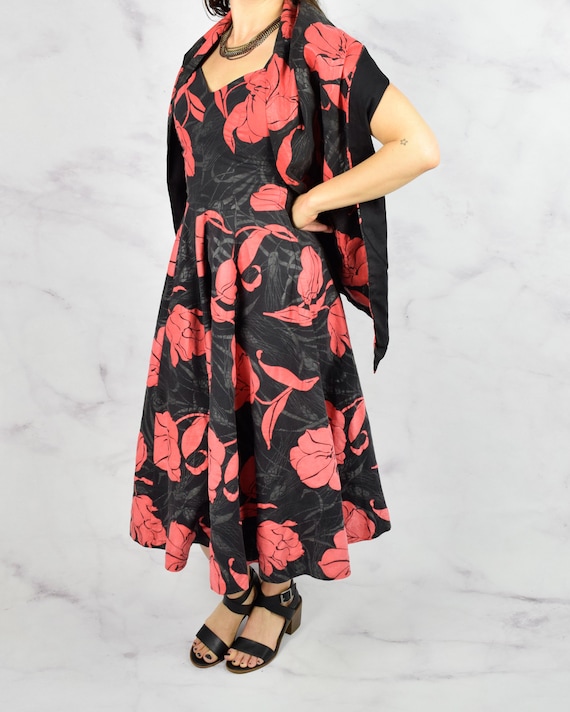 1950s Floral Sundress Size XS 50s Sleeveless Dres… - image 8