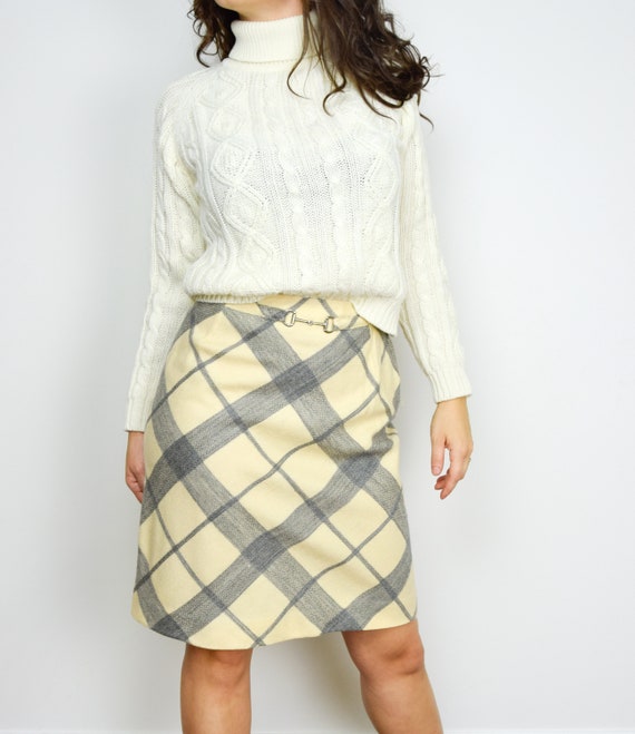 1960s Plaid Skirt Size XS A Line Minimalist Skirt - image 2