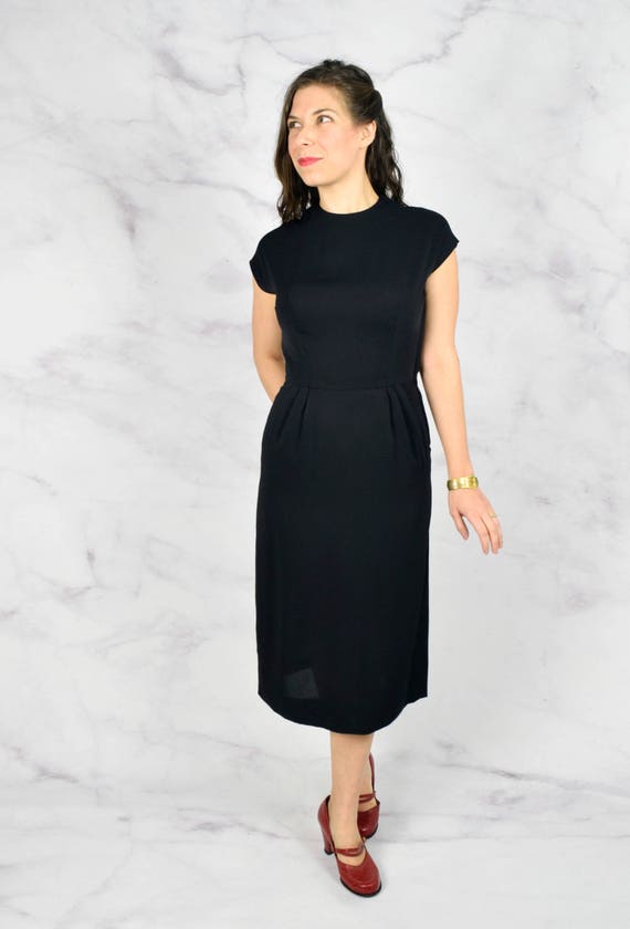 1940s Mark Robbins Minimalist Little Black Dress … - image 3