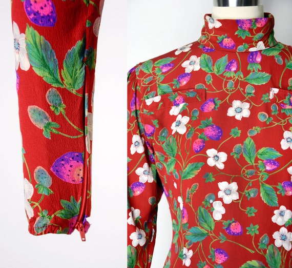 1970s Emanuel Ungaro Blouse Size XS 70s Strawberr… - image 5