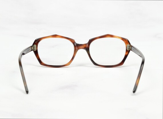 1970s Tortoise Shell Polygon Glasses Frames in Br… - image 6