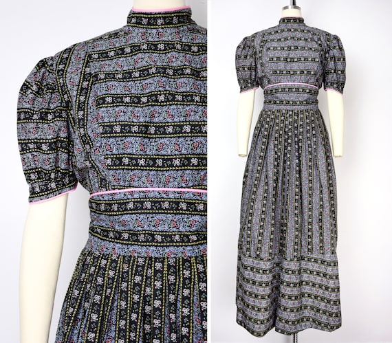 1970s Prairie Style Maxi Dress Size Large Bohemian
