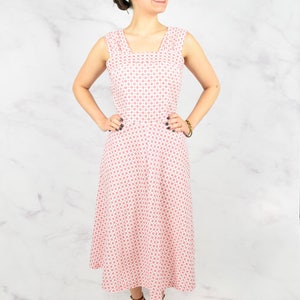 1950s Seersucker Sundress Size Small 50s Dress Star Shaped Floral Pattern Vintage Dress image 7