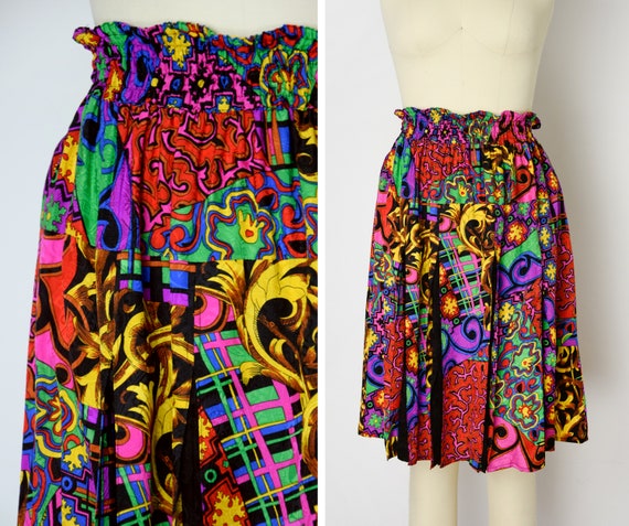1980s Diane Freis Silk Skirt Size Small Colorful P
