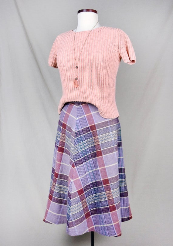 1970s Plaid Skirt Size XS 70s Plaid A Line Skirt … - image 3