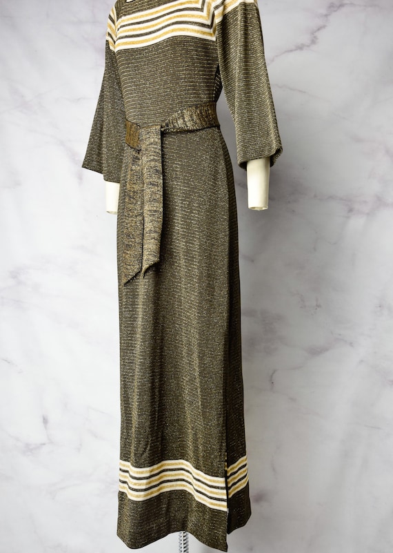 1970s Metallic Maxi Dress Size Medium - Medium La… - image 4