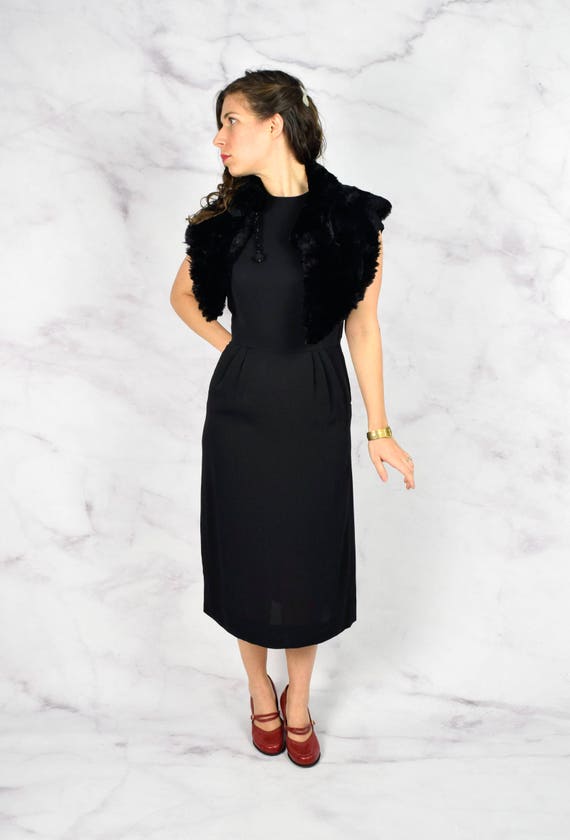 1940s Mark Robbins Minimalist Little Black Dress … - image 2