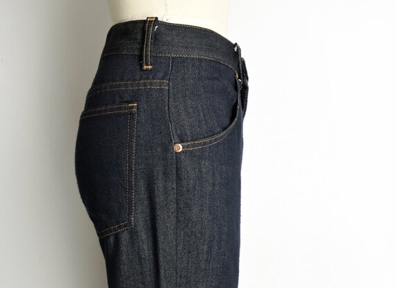 1970s Boot Cut Jeans Size XS 70s Dark Wash Vintag… - image 5