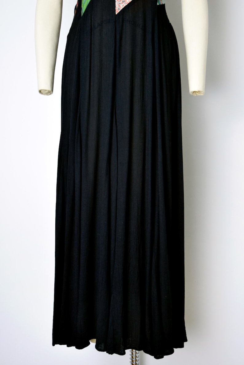 1990s Maxi Dress Size Medium Boho Patchwork Dress Rayon Maxi