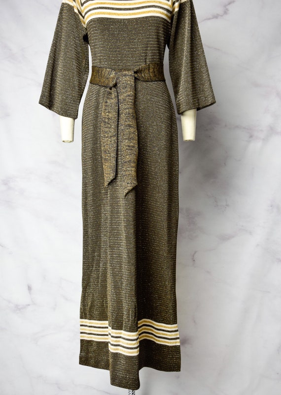 1970s Metallic Maxi Dress Size Medium - Medium La… - image 5