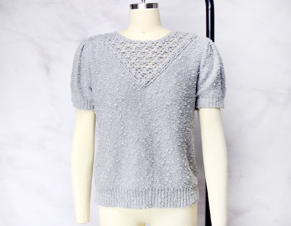 1980s does 1940s Puff Shoulder Sweater Blouse Size