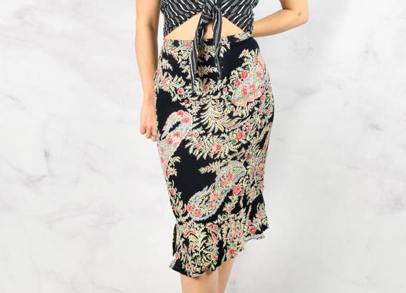 1990s does 1940s Novelty Print Skirt 28" Waist