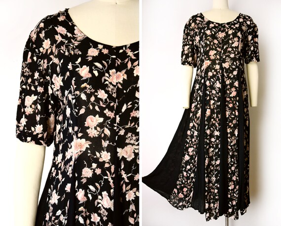 1990s Floral Gauze Maxi Dress Size Medium - Large